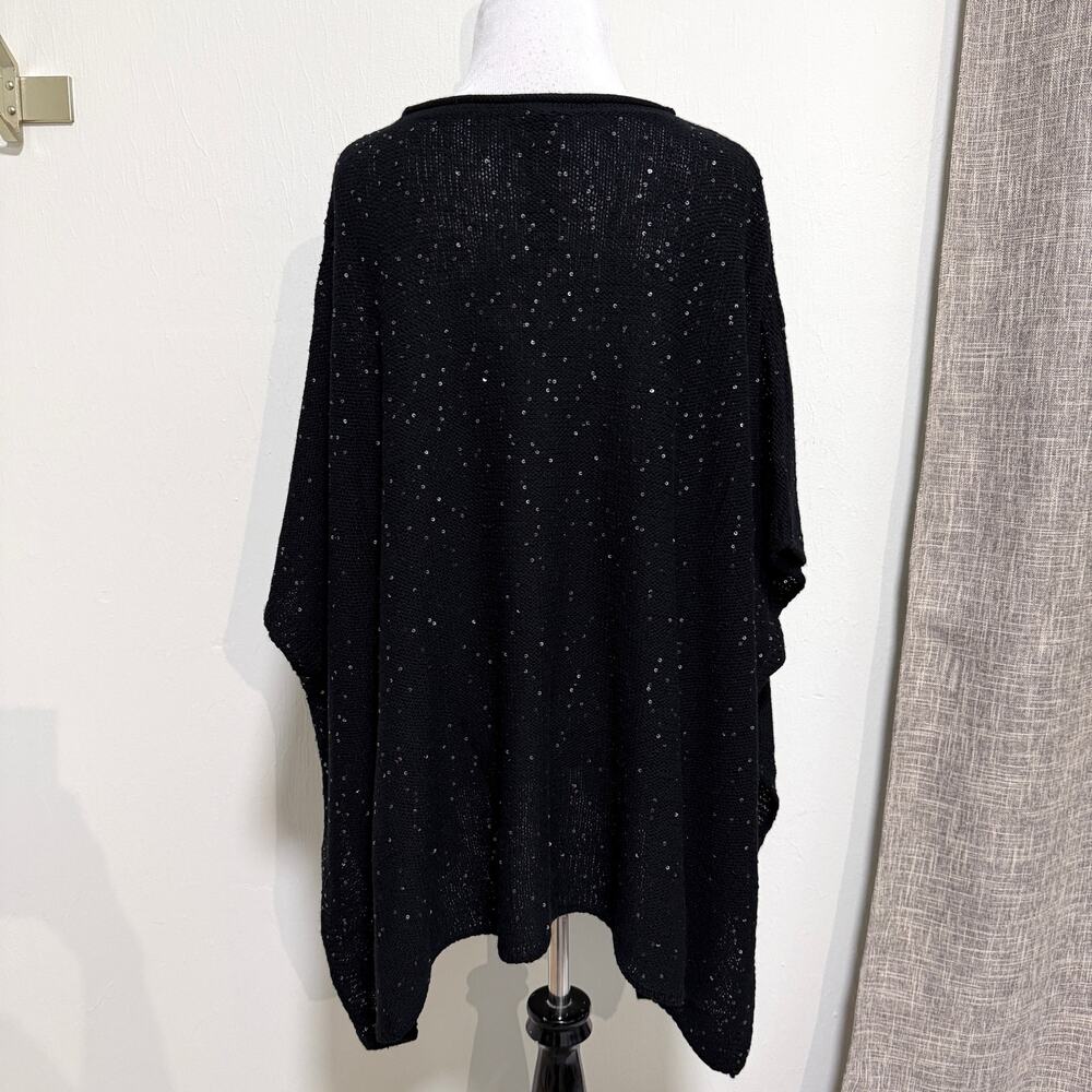 Eileen Fisher Oversized Knit Merino Wool Blouse S/M Black Sequin Holiday Party - Picture 4 of 12